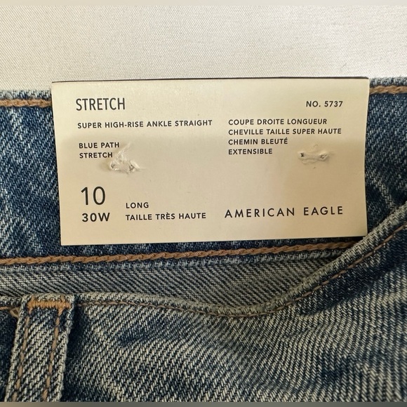 New American Eagle SUPER HIGH-RISE ANKLE STRAIGHT Sz 10 Long - Picture 4 of 8